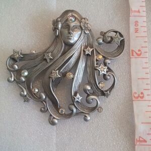 Air Goddess Brooch with Star and Gem Accents